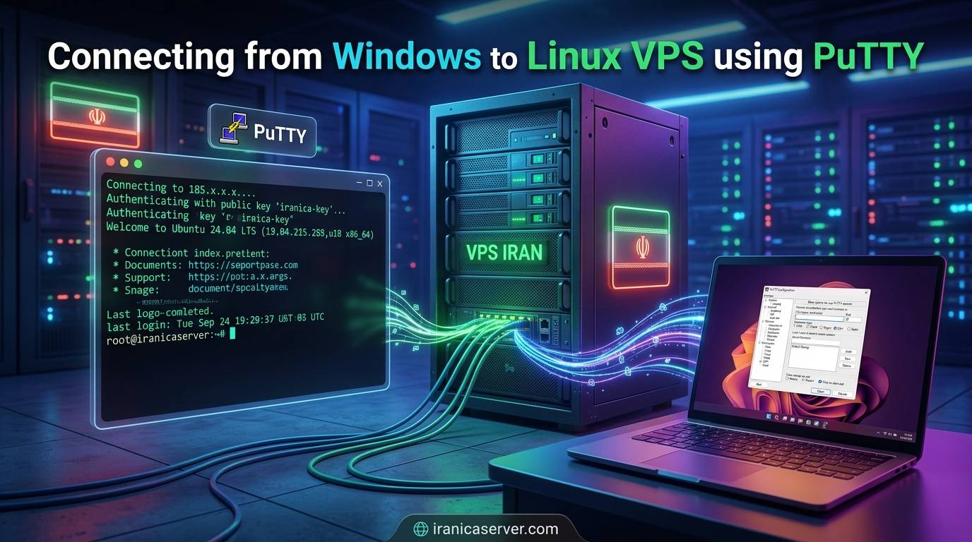 آموزش کامل اتصال به VPS لینوکس با PuTTY + عیب‌یابی خطاهای رایج (2026)