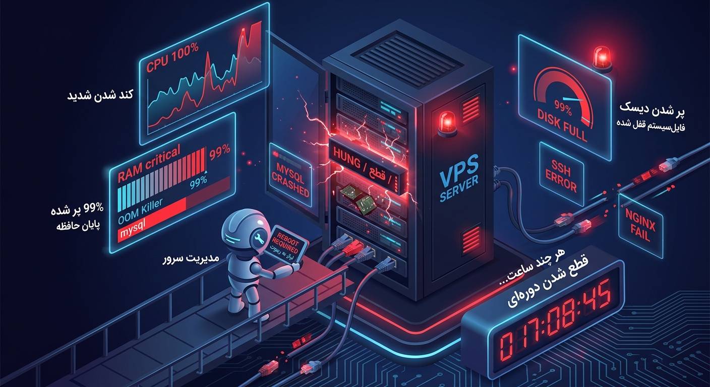 VPS هر چند ساعت یک‌بار قطع می‌شود و بعد از Reboot درست می‌شود؛ علت چیست؟