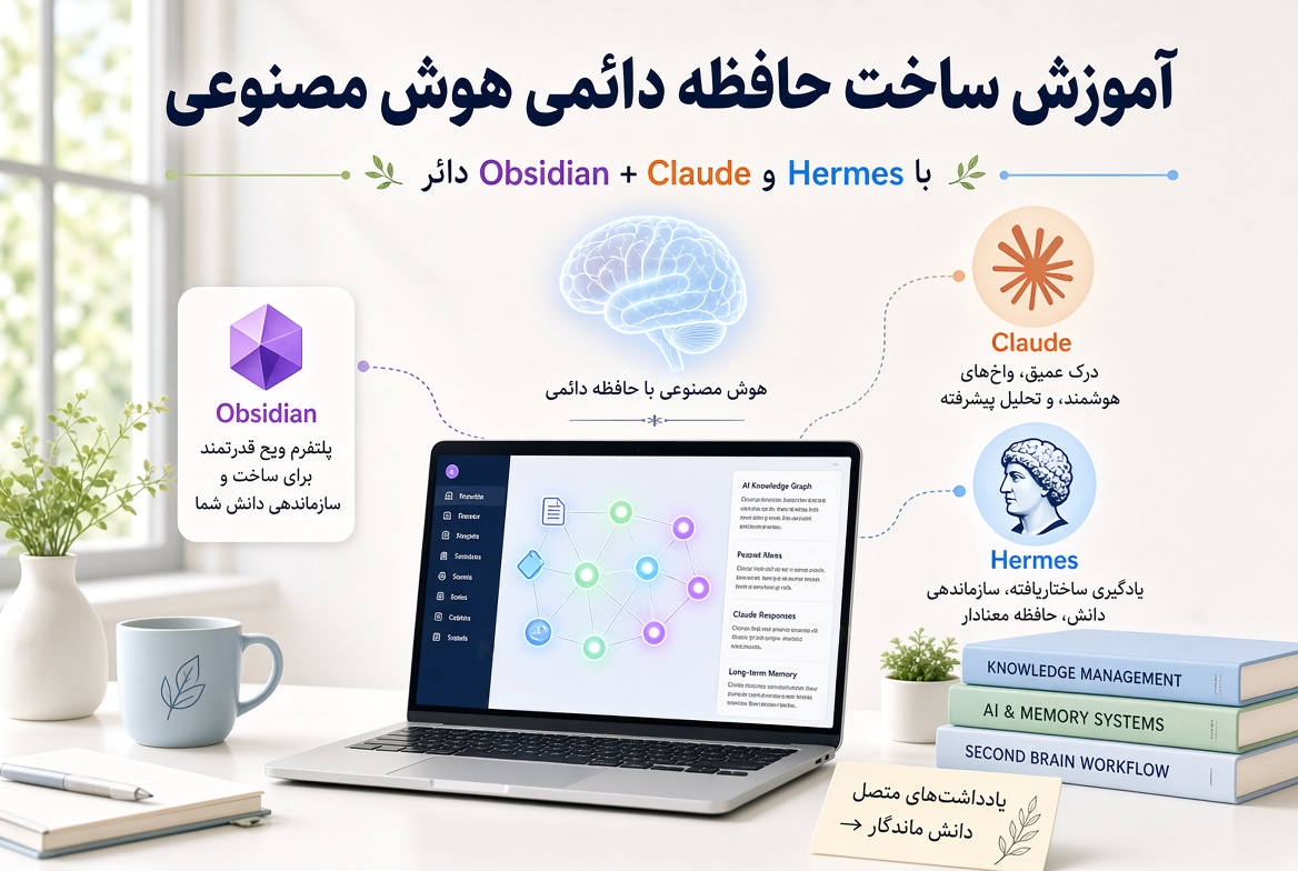 آموزش ساخت حافظه دائمی هوش مصنوعی با Obsidian + Claude و Hermes