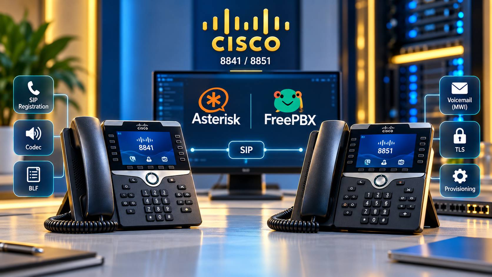 چطور Cisco 8841 و 8851 را روی FreePBX و Asterisk راه‌اندازی کنیم؟