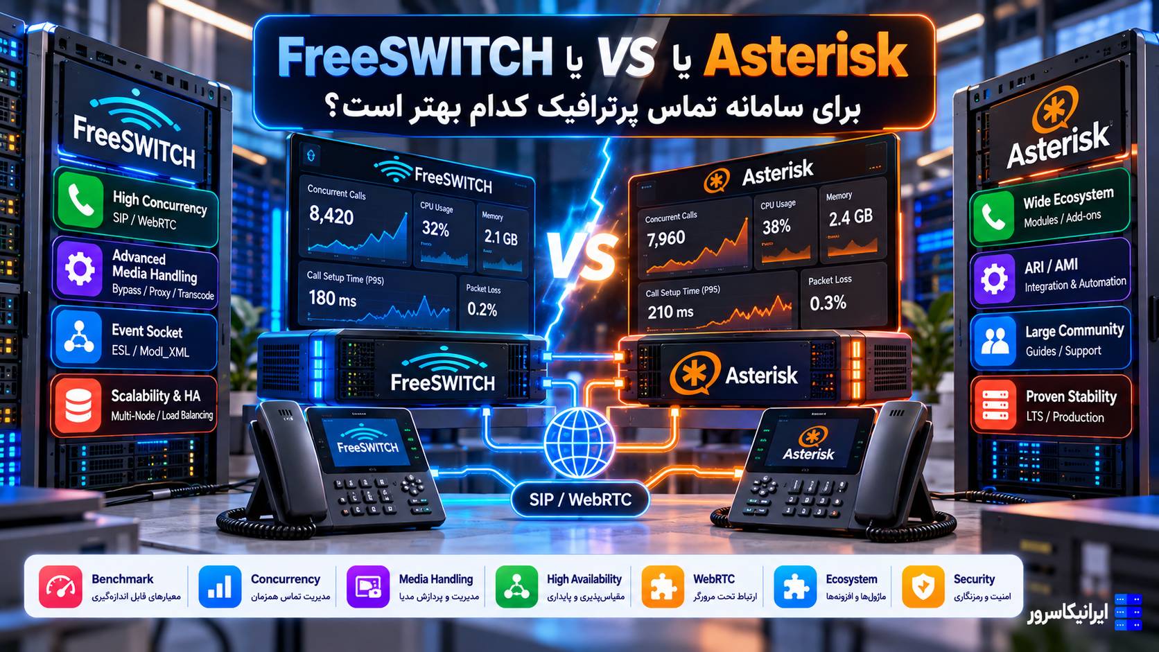 FreeSWITCH یا Asterisk؛ کدام برای تماس‌های پرترافیک و هم‌زمان بهتر است؟
