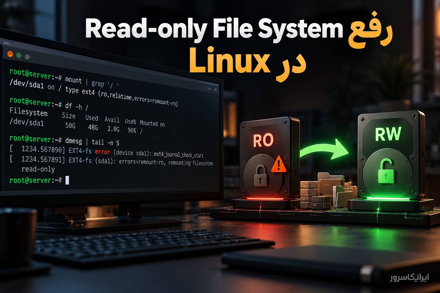 رفع Read-only File System در Linux و تعمیر فایل‌سیستم