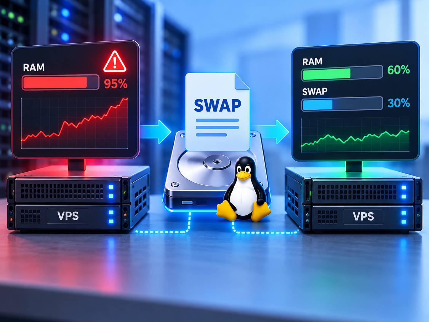 ساخت و تنظیم Swap برای VPS کم‌رم و کاهش فشار حافظه