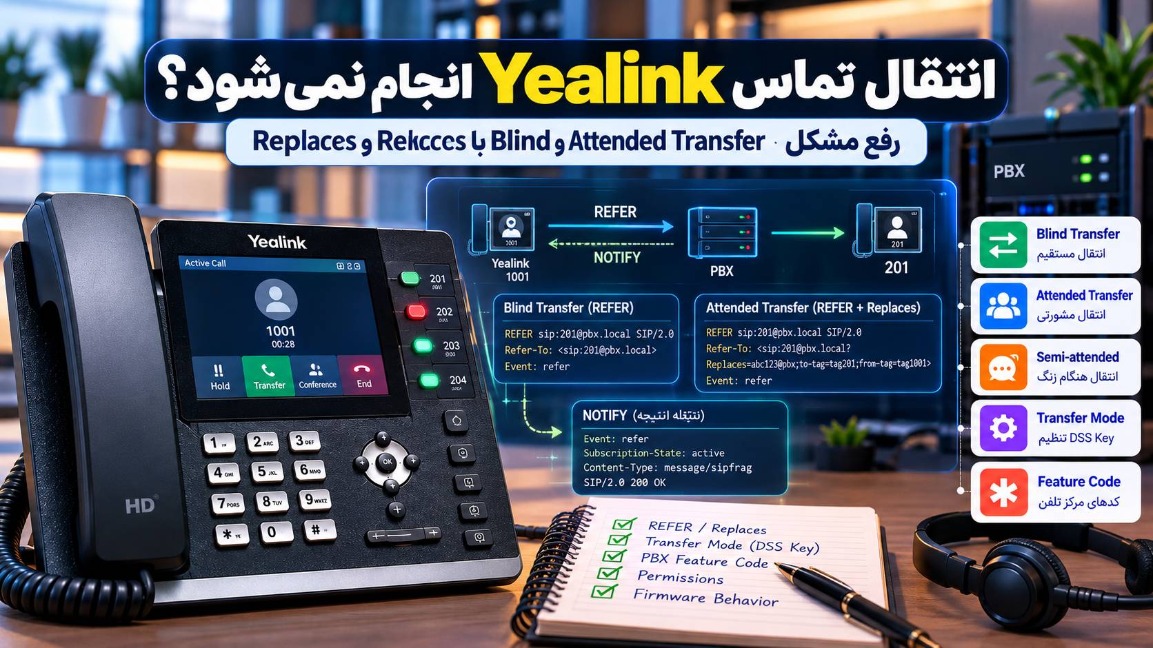چرا انتقال تماس در تلفن یالینک انجام نمی‌شود؟ رفع مشکل انتقال مستقیم و با هماهنگی