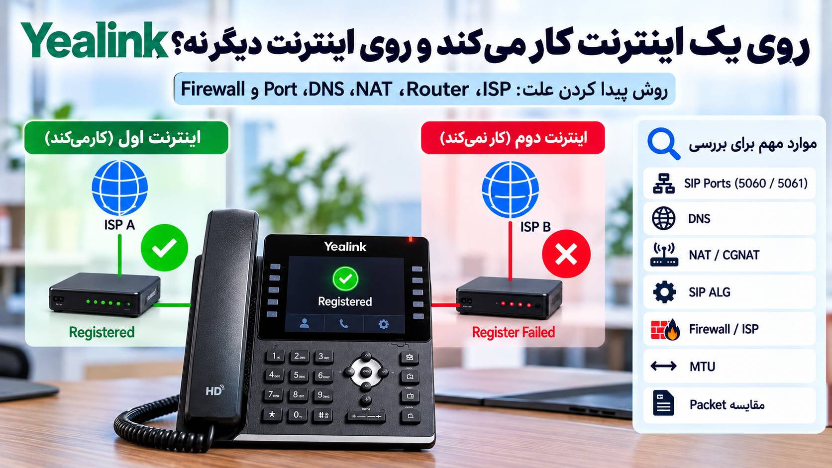 تلفن یالینک روی بعضی اینترنت‌ها کار نمی‌کند؟ علت و روش رفع مشکل