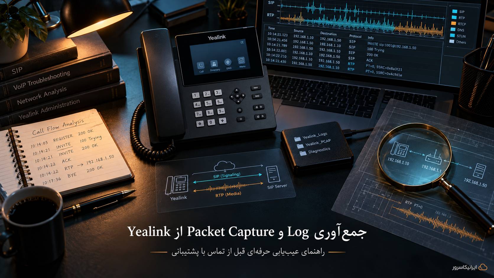 عیب‌یابی حرفه‌ای تلفن یالینک با Packet Capture و Log؛ پیدا کردن دقیق خطاها